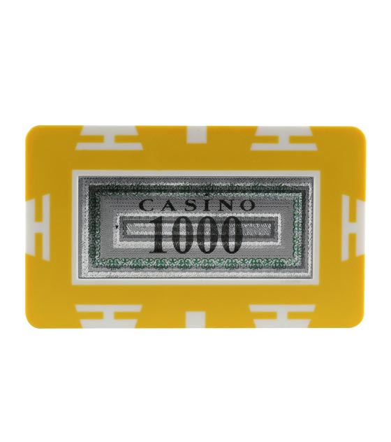 Rectangle Poker Chip with Value - 1000, Yellow